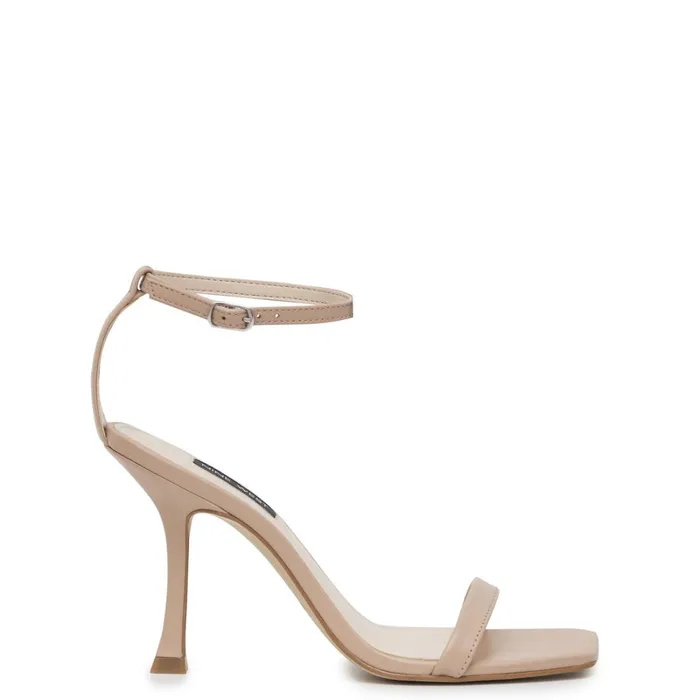 Yess Ankle Strap Sandals Barely Nude Leather Women Nine West High Heels
