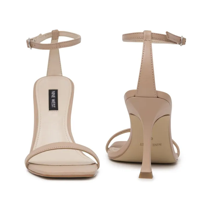 Yess Ankle Strap Sandals Barely Nude Leather Women Nine West High Heels Yess Ankle Strap Sandals Barely Nude Leather Women Nine West High Heels