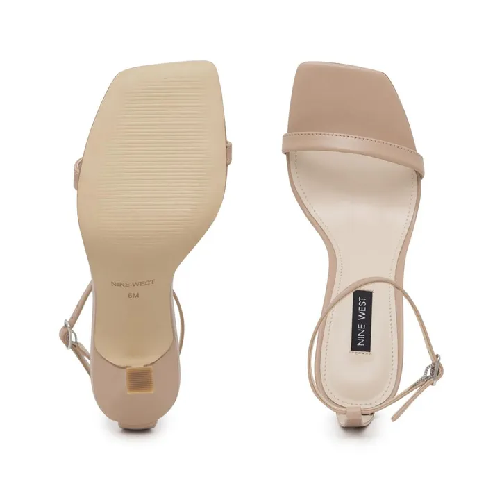 Yess Ankle Strap Sandals Barely Nude Leather Women Nine West High Heels Yess Ankle Strap Sandals Barely Nude Leather Women Nine West High Heels