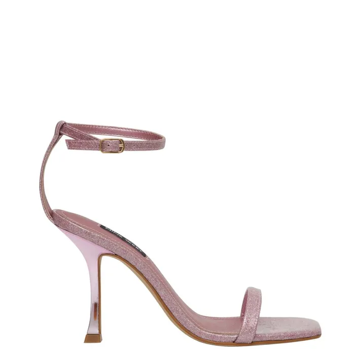 Yess Ankle Strap Sandals Pink Glitter Women Nine West High Heels