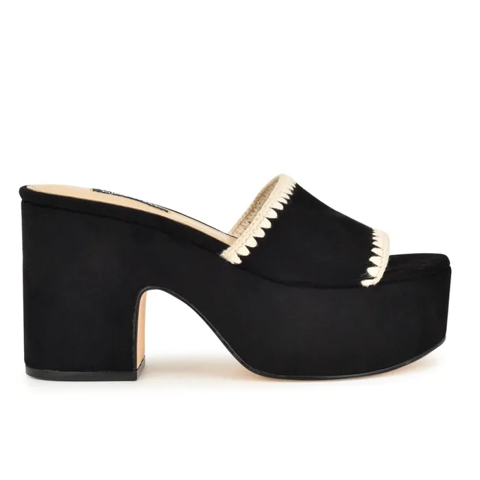 Yickie Platform Slide Sandals Black Women Nine West Sandals