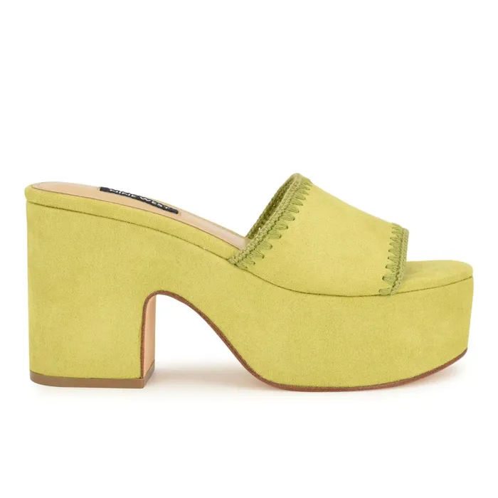 Yickie Platform Slide Sandals Green Women Nine West Sandals