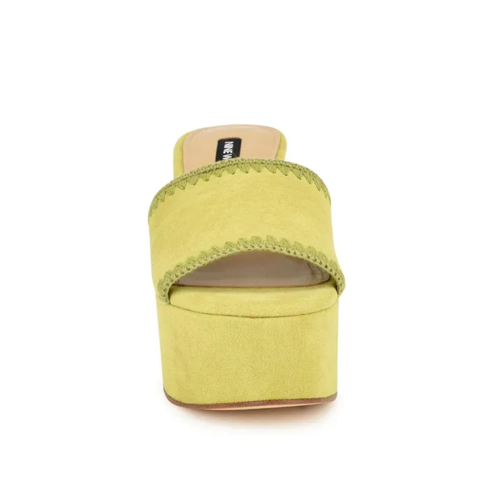 Yickie Platform Slide Sandals Green Women Nine West Sandals