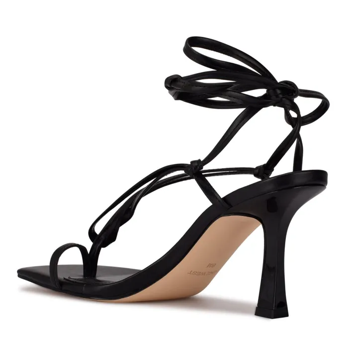Yippie Ankle Wrap Heeled Sandal Black Women Nine West Dress Yippie Ankle Wrap Heeled Sandal Black Women Nine West Dress