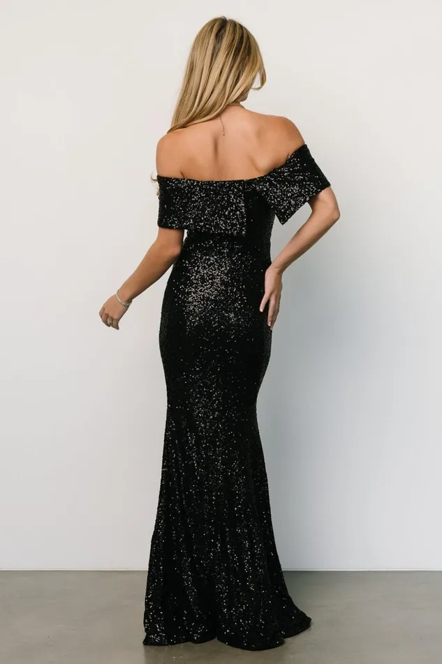 Yvonne Off Shoulder Sequin Gown Black Women Baltic Born Embellished Sequin Yvonne Off Shoulder Sequin Gown Black Women Baltic Born Embellished Sequin