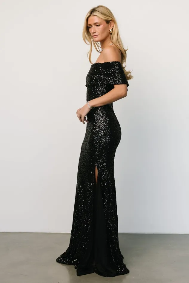 Yvonne Off Shoulder Sequin Gown Black Women Baltic Born Embellished Sequin Yvonne Off Shoulder Sequin Gown Black Women Baltic Born Embellished Sequin