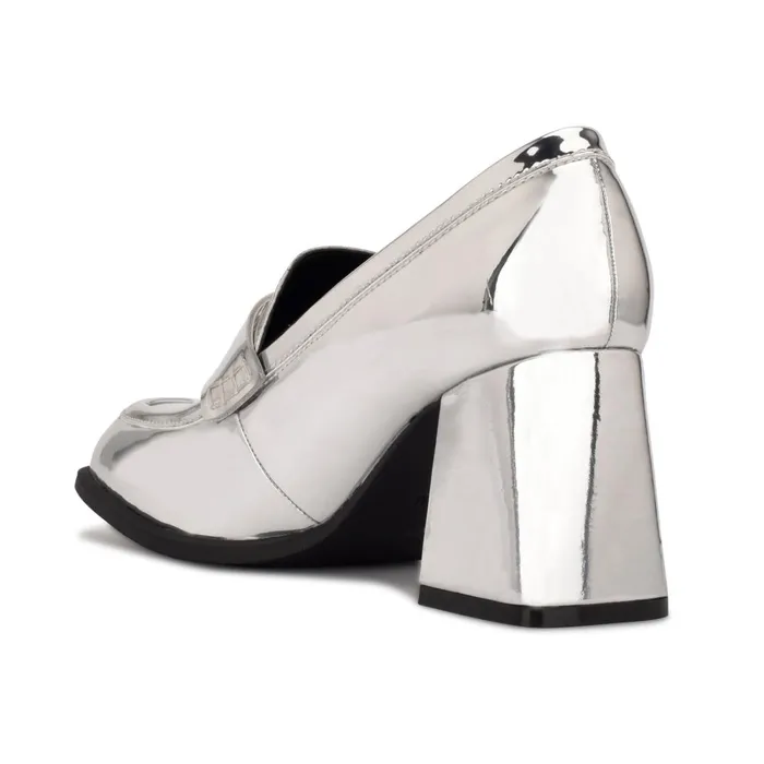 Zest Heeled Loafers Silver Mirror Metallic Women Nine West Pumps Zest Heeled Loafers Silver Mirror Metallic Women Nine West Pumps