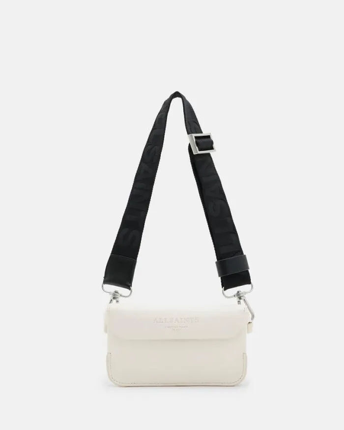 Zoe Adjustable Leather Crossbody Bag Desert White Women AllSaints Handbags and Wallets
