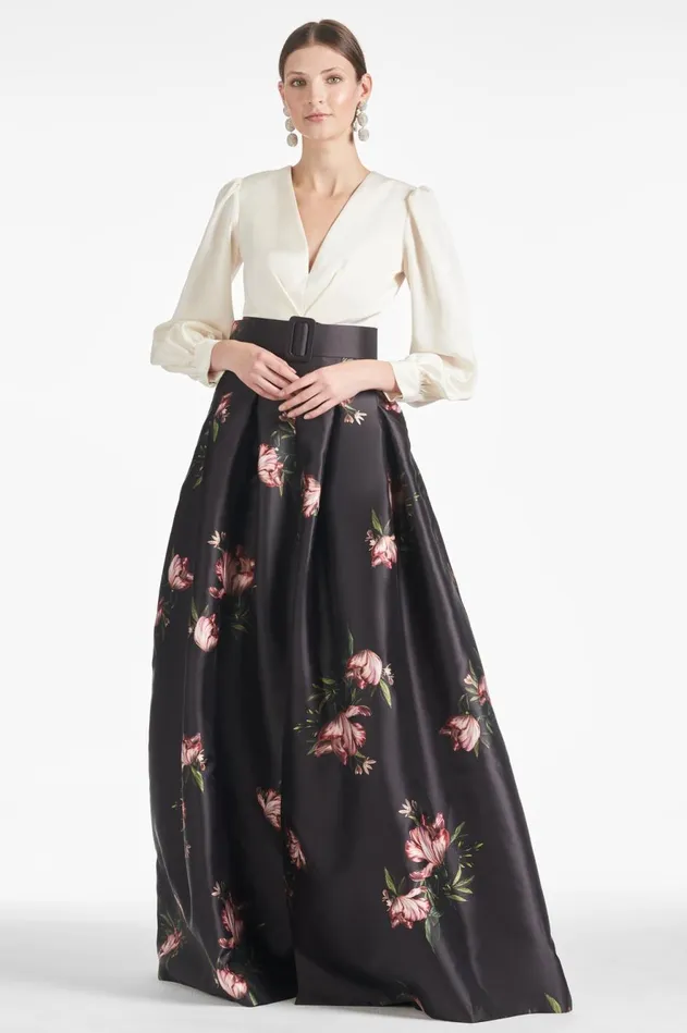 Zoe Gown 8211 IvoryNoir Blossom Women Sachin and Babi Covered